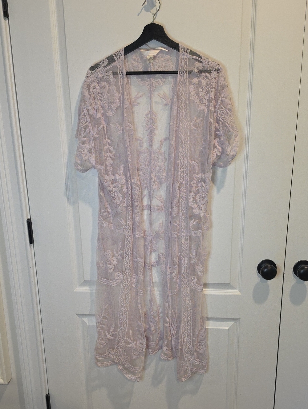 Lauren Conrad Sheer Lace Kimono Robe - Light Blush Lilac